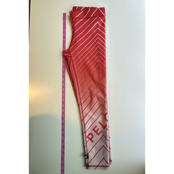 Peloton X Terez Women's  Leggings S Red Orange Ombre Striped Spell Out - Picture 10 of 10